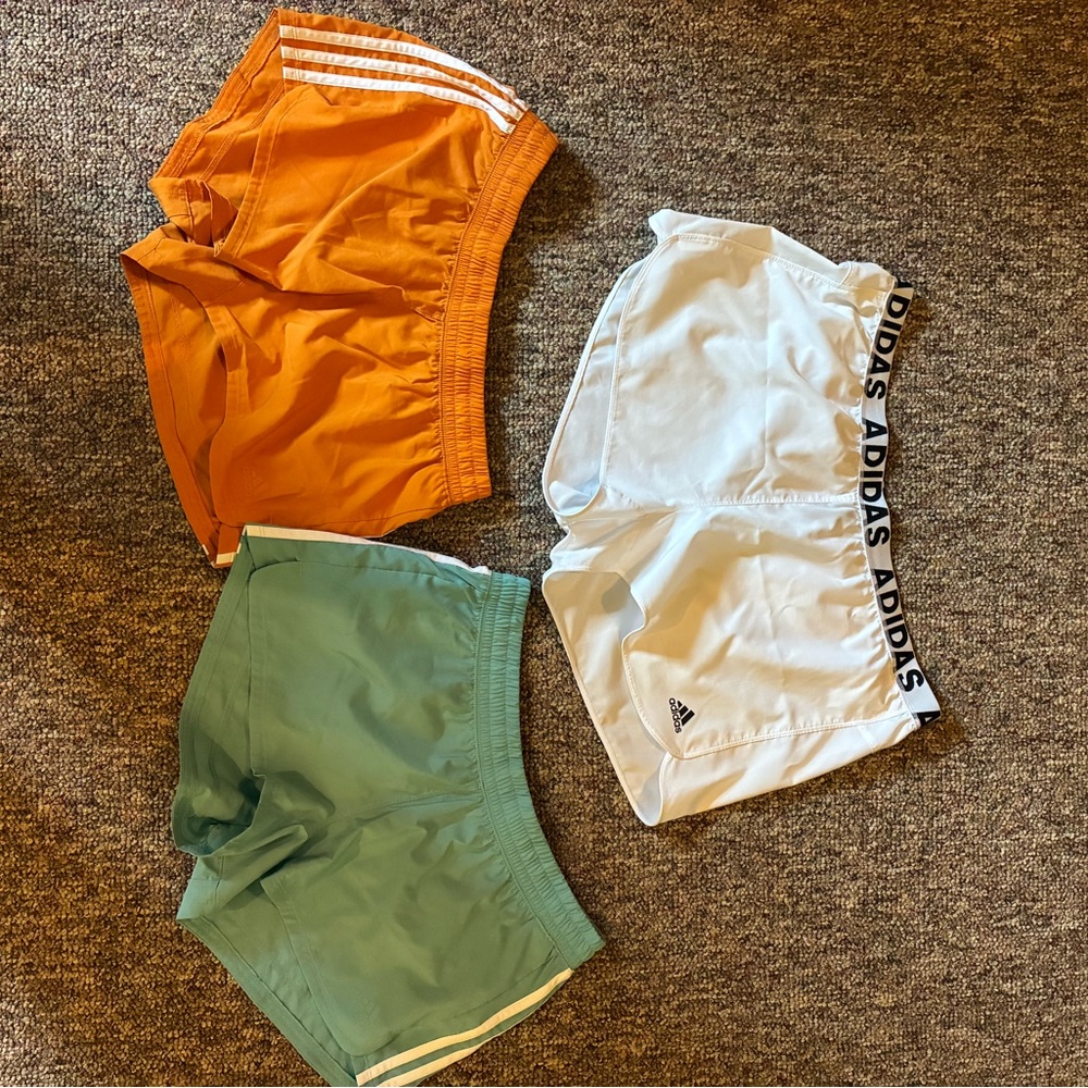 Adidas Kids' Orange, White, and Green Shorts Trio